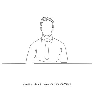 Continuous one line drawing of businessman. Single line drawing illustration of businessman are thinking. Businessman concept vector art. Doodle line illustration.

