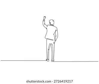 Dibujo continuo de una línea de hombre de negocios desde la vista trasera. Una línea de dibujo ilustración de hombre de negocios mirando hacia atrás. En el concepto de objetivo de una sola línea. Esquema editable 