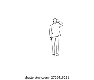 Dibujo continuo de una línea de hombre de negocios desde la vista trasera. Una línea de dibujo ilustración de hombre de negocios mirando hacia atrás. En el concepto de objetivo de una sola línea. Esquema editable 