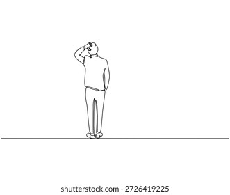 Dibujo continuo de una línea de hombre de negocios desde la vista trasera. Una línea de dibujo ilustración de hombre de negocios mirando hacia atrás. En el concepto de objetivo de una sola línea. Esquema editable 