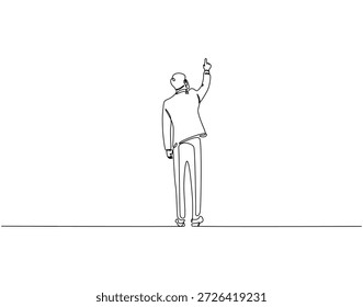 Dibujo continuo de una línea de hombre de negocios desde la vista trasera. Una línea de dibujo ilustración de hombre de negocios mirando hacia atrás. En el concepto de objetivo de una sola línea. Esquema editable 