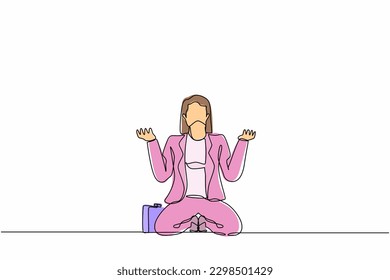 Continuous one line drawing businesswoman despair suffer grief. Female manager sad gesture expression. Professional burnout syndrome. Depression disorder, sad, sorrow. Single line draw design vector