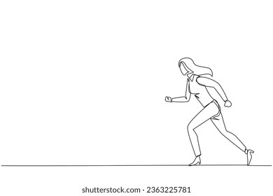 Continuous one line drawing businesswoman leisurely strolling. Habit to get rid of nervousness. Nervous when meeting big client. Light exercise for health. Single line draw design vector illustration
