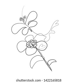 Continuous one line drawing Butterfly and flower. logo Black and white vector Concepts for logos, flyers, banners, posters, cards