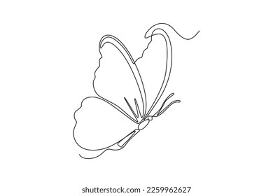 Continuous one line drawing  butterfly. Spring concept. Single line draw design vector graphic illustration.
