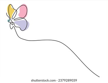 Kontinuierliche Zeichnung einer Linie von Butterfly. Einfache fliegende, schmetterlingsförmige Liebeslinie Vektorgrafik mit bearbeitbarem Stroke.
	
