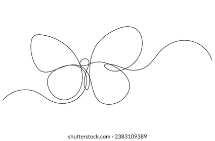 Dibujo continuo de una línea de mariposa. Delicado logo lineal simple. Ilustración de vector lineal