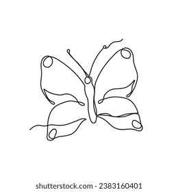 Dibujo continuo de una línea de mariposa. Silueta abstracta de insecto. Estilo de arte de línea. Ilustración del vector aislada en fondo blanco