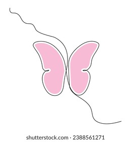 Dibujo continuo de una línea de mariposa insectos contorno ilustración de arte vectorial