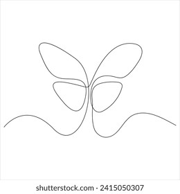 Continuous one line drawing of butterfly line art drawing vector illustration 