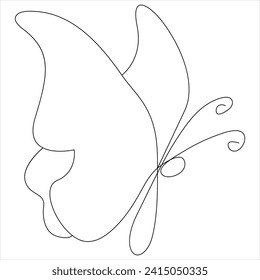 Continuous one line drawing of butterfly line art drawing vector illustration 