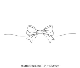 Continuous one line drawing of butterfly bowtie. Neck tie single outline design. Editable stroke.