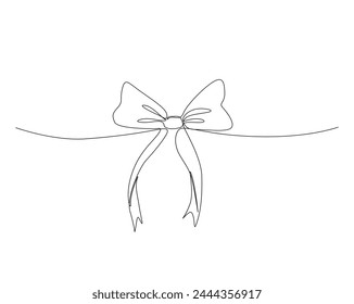 Continuous one line drawing of butterfly bowtie. Neck tie single outline design. Editable stroke.