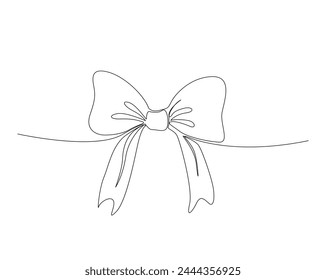 Continuous one line drawing of butterfly bowtie. Neck tie single outline design. Editable stroke.