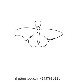 Continuous one line drawing butterfly. Modern drawing with ink pen. Vector illustration