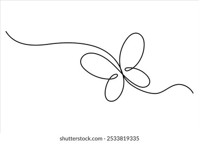 Continuous one line drawing of butterfly isolated on white background vector Illustration
