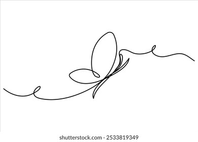 Continuous one line drawing of butterfly isolated on white background vector Illustration
