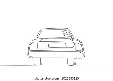 Continuous one line drawing cabriolet car. Luxury sport business comfortable wageningen cabrio automobile supercar. Classic motor vehicle model. Single line draw design vector graphic illustration
