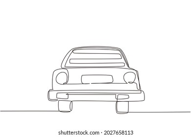 Continuous one line drawing cabriolet car logo symbol. Luxury sport business comfortable cabrio automobile supercar. Classic motor vehicle model. Single line draw design vector graphic illustration
