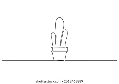 Continuous one line drawing of Cactus. Single line drawing illustration of tropical thorny cactus plant. Botanical plant concept vector art. Doodle line illustration.