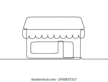 Continuous one line drawing cafe or store. Building and office concept