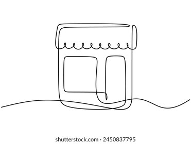 Continuous one line drawing cafe or store. Building and office concept