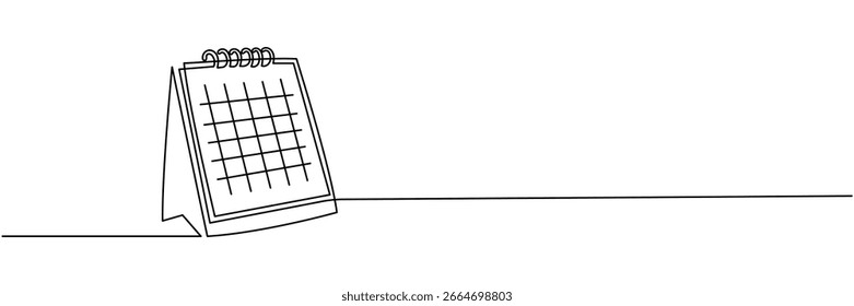 Desenho contínuo de uma linha do calendário. Ilustração de vetor de linha única do calendário. Vetor de linha editável.
