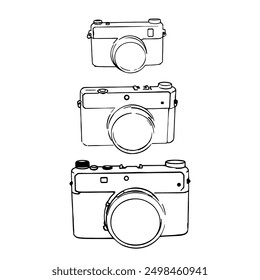 Dibujo continuo de una línea del conjunto de cámara. Dibujo de línea Abstractas de cámara retro. Ilustración vectorial de concepto de foto minimalista Abstractas	