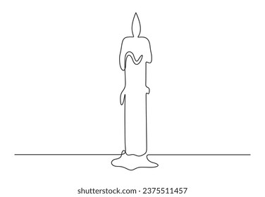Continuous one line drawing of candle. Business logo. Isolated on white background vector illustration. Premium vector. 