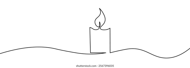 Continuous one line drawing candle. Vector illustration
