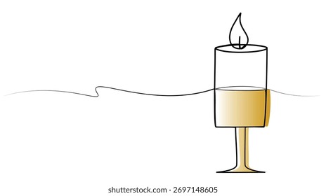 Dibujo continuo de una línea de una vela. Vector Imagen de luz