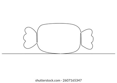 Continuous one line drawing of Candy. Single line drawing illustration of Sweet candy caramel or chocolate. Sweet and dessert themes concept vector art. Doodle line illustration.