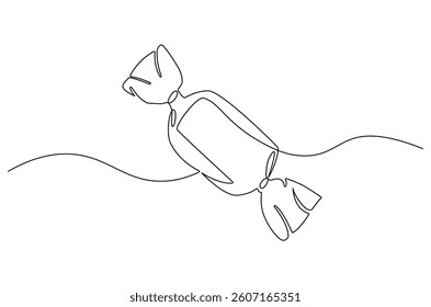Continuous one line drawing of Candy. Single line drawing illustration of Sweet candy caramel or chocolate. Sweet and dessert themes concept vector art. Doodle line illustration.
