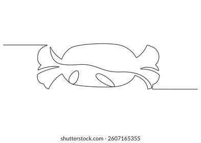 Continuous one line drawing of Candy. Single line drawing illustration of Sweet candy caramel or chocolate. Sweet and dessert themes concept vector art. Doodle line illustration.