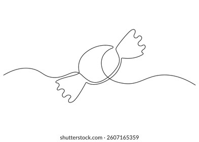 Continuous one line drawing of Candy. Single line drawing illustration of Sweet candy caramel or chocolate. Sweet and dessert themes concept vector art. Doodle line illustration.