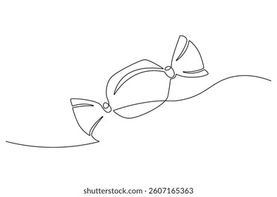 Continuous one line drawing of Candy. Single line drawing illustration of Sweet candy caramel or chocolate. Sweet and dessert themes concept vector art. Doodle line illustration.