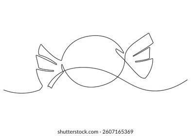 Continuous one line drawing of Candy. Single line drawing illustration of Sweet candy caramel or chocolate. Sweet and dessert themes concept vector art. Doodle line illustration.