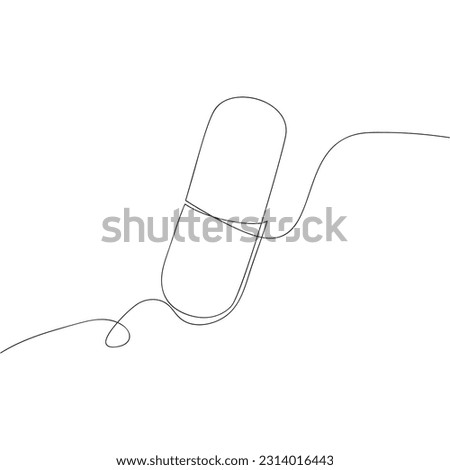 Continuous one line drawing of capsule. Vector illustration