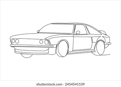 continuous one line drawing of car vector icon. One line Car icon vector background. Car rental icon. Continuous outline of a Car logo icon.	