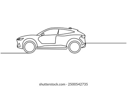 Dibujo continuo de una línea de icono de Vector de coche. Una línea de fondo del Vector del icono del coche, una sola línea continua de dibujo del coche viejo de la vendimia, dibujo de la línea