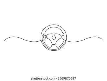 Continuous one line drawing of car steering vector illustration