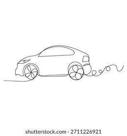Dibujo continuo de una línea del icono del Vector del coche. Una línea Coche icono Vector de fondo Coche Pequeño en estilo de dibujo de arte de línea continua. Minimalista Ilustración vectorial de boceto lineal negro.