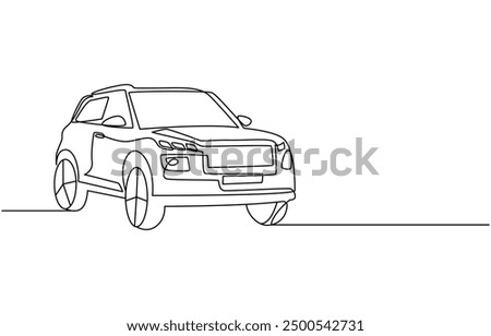 continuous one line drawing of car vector icon. One line Car icon vector background ,One single continuous line drawing of old vintage car, line draw