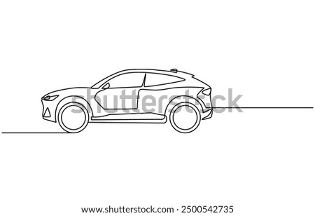 continuous one line drawing of car vector icon. One line Car icon vector background ,One single continuous line drawing of old vintage car, line draw