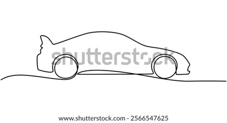 continuous one line drawing of car vector icon. One line Car icon vector background ,One single continuous line drawing of old vintage car, continuous line art simple car drawing vector.