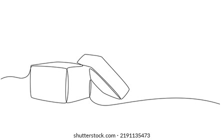 Continuous one line drawing of a cardboard box. Online shopping concept, fast delivery, carton box, shipping and packaging. Transport, cardboard box in doodle style. vector illustration