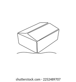Continuous one line drawing of a cardboard box. Online shopping concept, fast delivery, carton box, shipping and packaging. Transport, cardboard box in doodle style. vector illustration