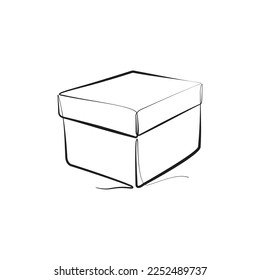 Continuous one line drawing of a cardboard box. Online shopping concept, fast delivery, carton box, shipping and packaging. Transport, cardboard box in doodle style. vector illustration