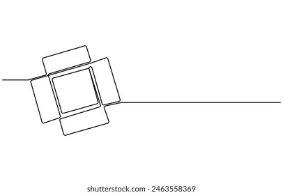 Continuous one line drawing of a cardboard box. Online shopping concept