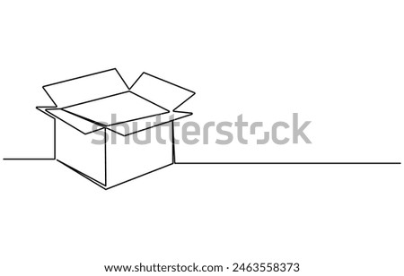 Continuous one line drawing of a cardboard box. Online shopping concept